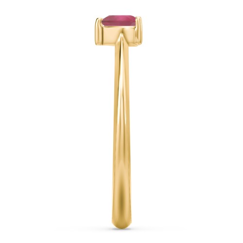 Solitaire Heart Gemstone Ring with Tapered Knife Edge Band – 18K Gold Plated Silver with Ruby