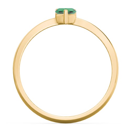 Solitaire Heart Gemstone Ring with Tapered Knife Edge Band – 18K Gold Plated Silver with Emerald