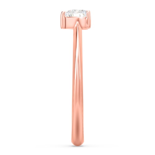 Solitaire Heart Gemstone Ring with Tapered Knife Edge Band – 10K Rose Gold with Cubic Zirconia