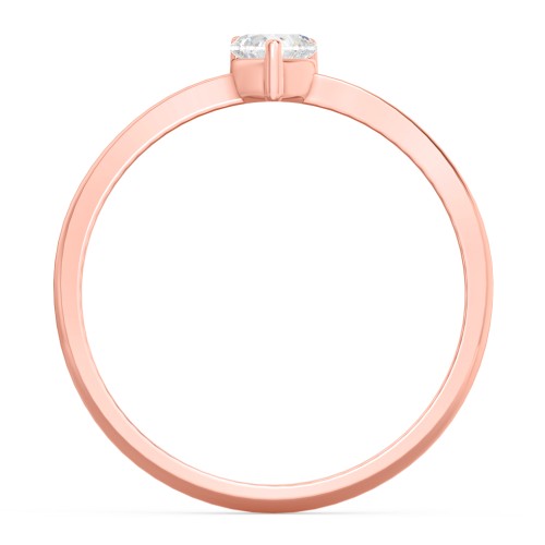 Solitaire Heart Gemstone Ring with Tapered Knife Edge Band – 10K Rose Gold with Cubic Zirconia