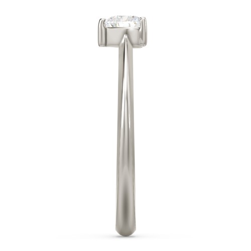 Solitaire Heart Gemstone Ring with Tapered Knife Edge Band – 10K White Gold with Cubic Zirconia