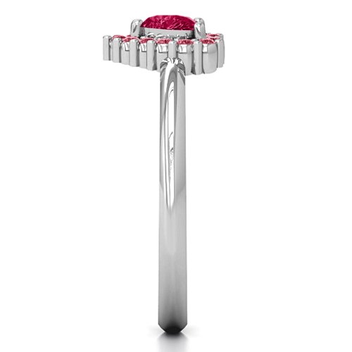 Heart with Halo Promise Ring – Sterling Silver with Ruby and Red Premium Zirconia