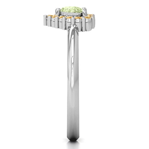 Heart with Halo Promise Ring – Sterling Silver with Peridot and Fancy Yellow Premium Zirconia