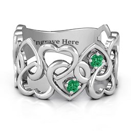 Your Heart and Mine Ring in 925 Sterling Silver with Emerald