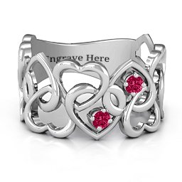 Your Heart and Mine Ring in 925 Sterling Silver with Ruby