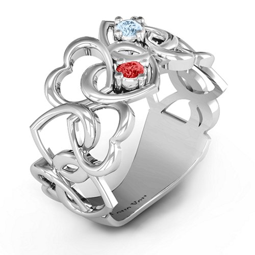 Your Heart and Mine Ring – Sterling Silver with Garnet and Aquamarine