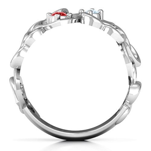 Your Heart and Mine Ring – Sterling Silver with Garnet and Aquamarine