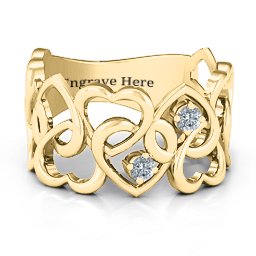Your Heart and Mine Ring in 10K Solid Yellow Gold with Cubic Zirconia