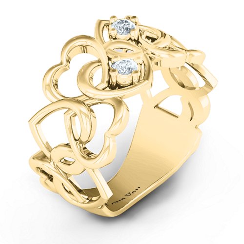 Your Heart and Mine Ring – 10K Yellow Gold with Cubic Zirconia