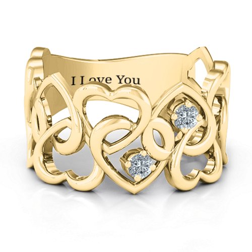 Your Heart and Mine Ring – 10K Yellow Gold with Cubic Zirconia