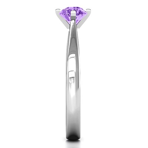 Classic Round Solitaire Ring – Sterling Silver with Amethyst