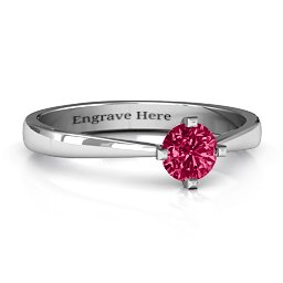 Classic Round Solitaire Ring in 925 Sterling Silver with Ruby