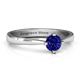 Classic Round Solitaire Ring in 925 Sterling Silver with Blue Sapphire