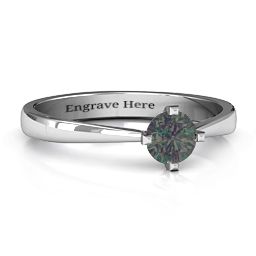 Classic Round Solitaire Ring in 925 Sterling Silver with Alexandrite