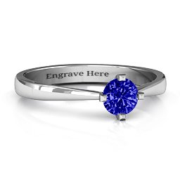 Classic Round Solitaire Ring in 925 Sterling Silver with Blue Sapphire