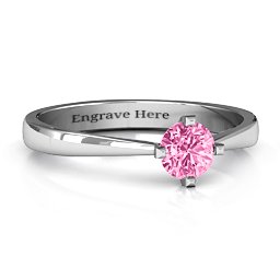 Classic Round Solitaire Ring in 925 Sterling Silver with Pink Tourmaline