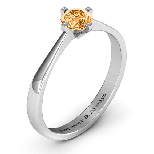Classic Round Solitaire Ring – Sterling Silver with Citrine