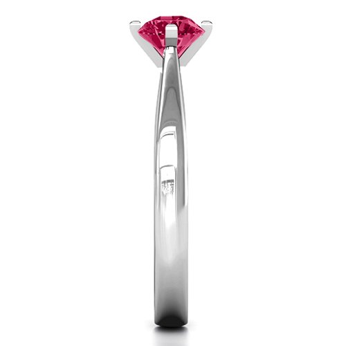 Classic Round Solitaire Ring – Sterling Silver with Ruby