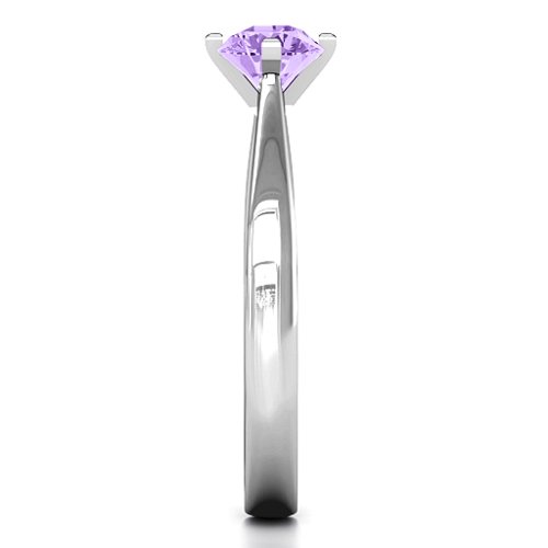 Classic Round Solitaire Ring – Sterling Silver with Amethyst