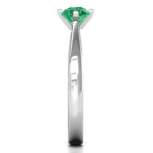 Classic Round Solitaire Ring – Sterling Silver with Emerald
