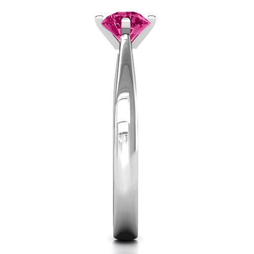 Classic Round Solitaire Ring – Sterling Silver with Ruby