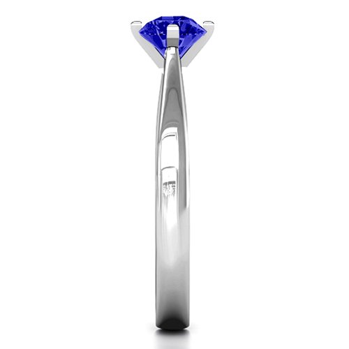 Classic Round Solitaire Ring – Sterling Silver with Blue Sapphire