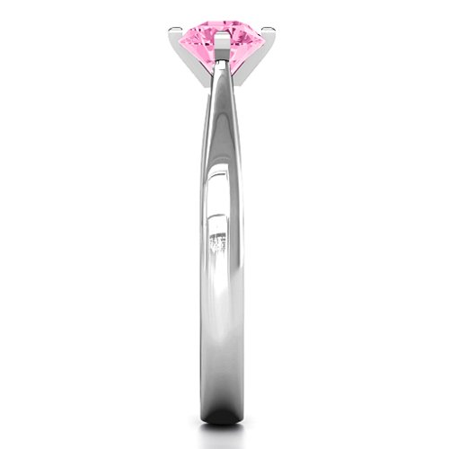 Classic Round Solitaire Ring – Sterling Silver with Pink Tourmaline