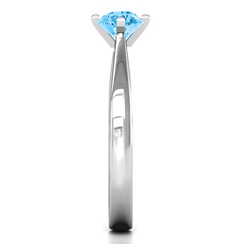 Classic Round Solitaire Ring – Sterling Silver with Blue Topaz