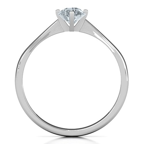Classic Round Solitaire Ring – Sterling Silver with Diamond