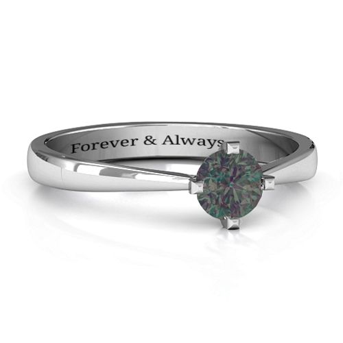 Classic Round Solitaire Ring – Sterling Silver with Alexandrite