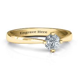 Classic Round Solitaire Ring in 10K Solid Yellow Gold with Cubic Zirconia
