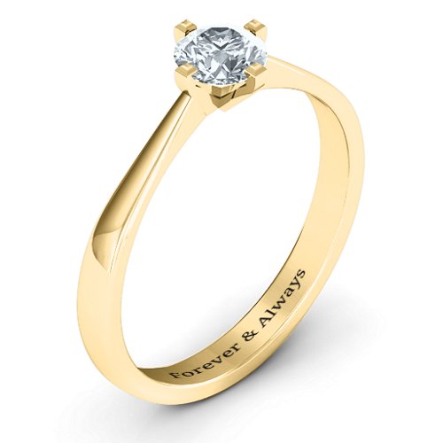 Classic Round Solitaire Ring – 10K Yellow Gold with Cubic Zirconia