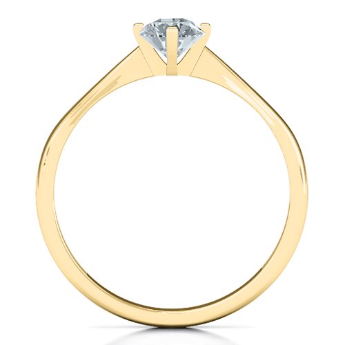 Classic Round Solitaire Ring – 10K Yellow Gold with Cubic Zirconia
