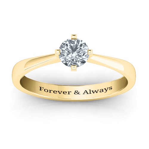 Classic Round Solitaire Ring – 10K Yellow Gold with Cubic Zirconia