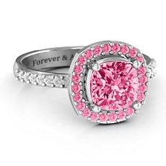 Cushion Cut Statement Ring with Halo