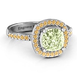 Cushion Cut Statement Ring with Halo
