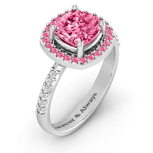 Cushion Cut Statement Ring with Halo