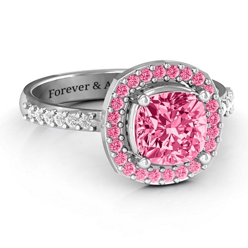 Cushion Cut Statement Ring with Halo