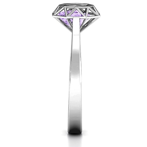 Diamond Cage Ring with Encased Heart Stones
