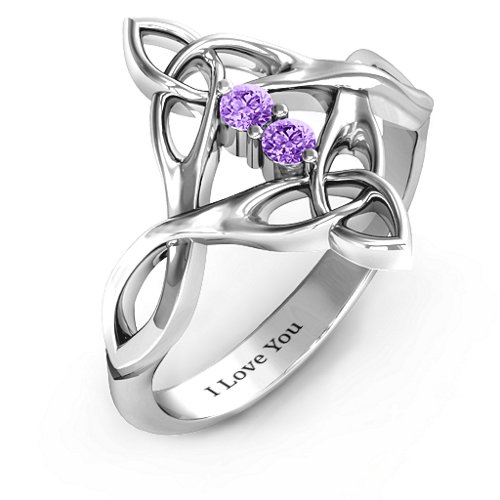 Celtic Sparkle Ring with Interwoven Infinity Band – Sterling Silver with Amethyst