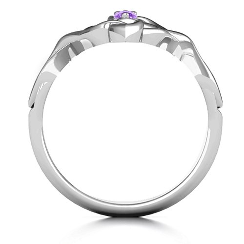 Celtic Sparkle Ring with Interwoven Infinity Band – Sterling Silver with Amethyst