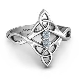 Celtic Sparkle Ring with Interwoven Infinity Band in 925 Sterling Silver with Diamond