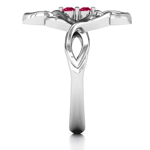 Celtic Sparkle Ring with Interwoven Infinity Band – Sterling Silver with Ruby