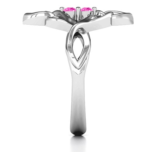 Celtic Sparkle Ring with Interwoven Infinity Band – Sterling Silver with Pink Tourmaline
