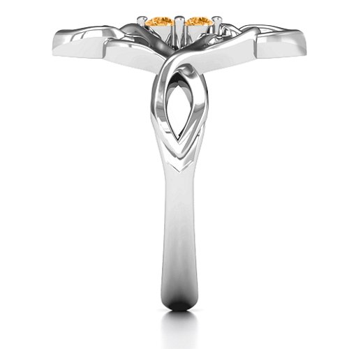 Celtic Sparkle Ring with Interwoven Infinity Band – Sterling Silver with Citrine