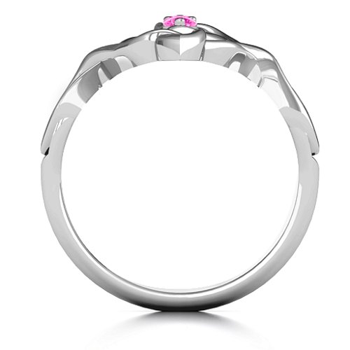 Celtic Sparkle Ring with Interwoven Infinity Band – Sterling Silver with Pink Tourmaline
