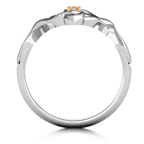 Celtic Sparkle Ring with Interwoven Infinity Band – Sterling Silver with Citrine