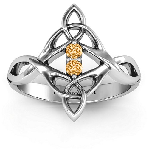 Celtic Sparkle Ring with Interwoven Infinity Band – Sterling Silver with Citrine