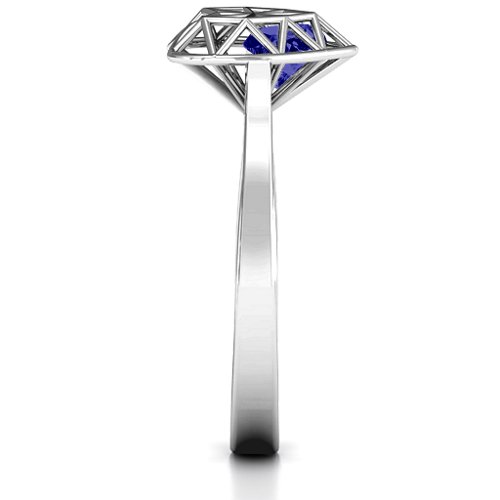 Diamond Heart Cage Ring With Encased Heart Stones