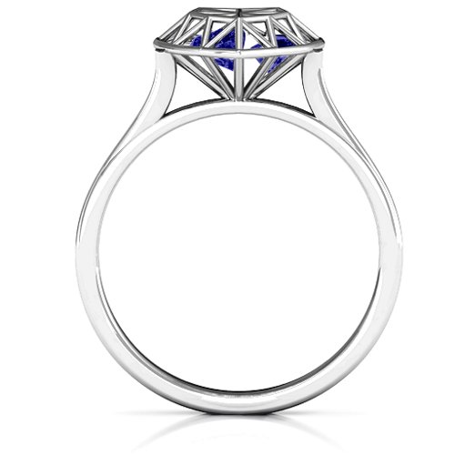 Diamond Heart Cage Ring With Encased Heart Stones